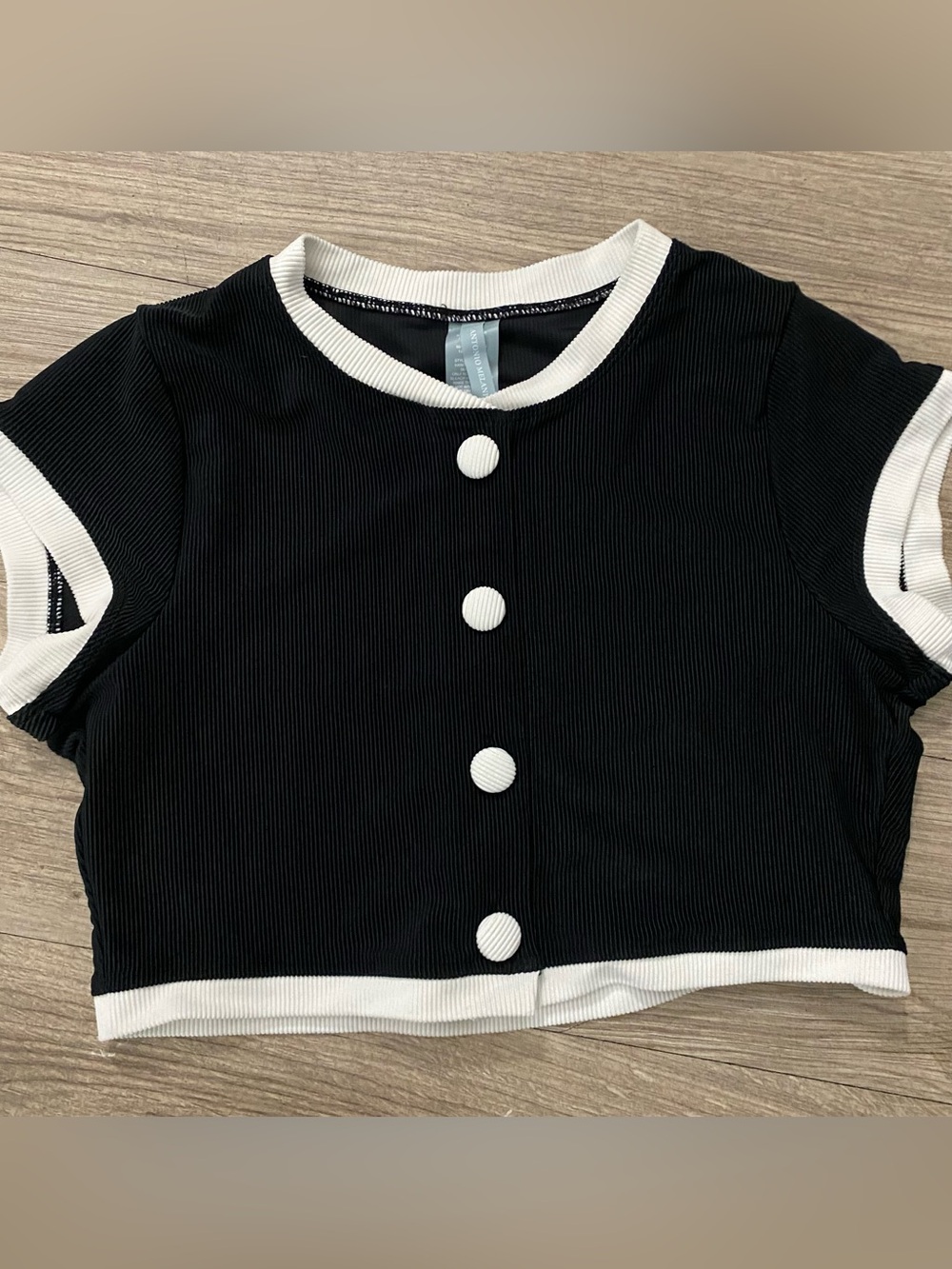 ANTONIO MELANI Black and White Ribbed Crop Top